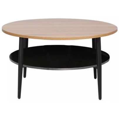 Konferenčný stolík okrúhly ELLA A, čierny mat/dub 2