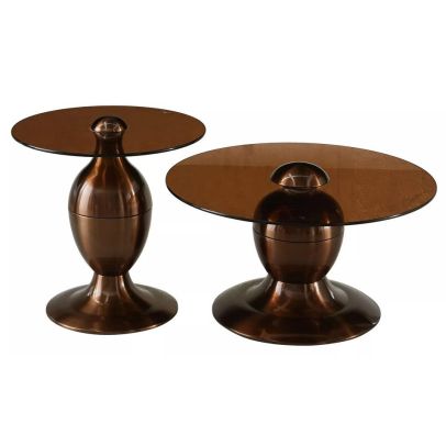 Set konferenčných stolíkov CASSIE, medený lesk/sklo