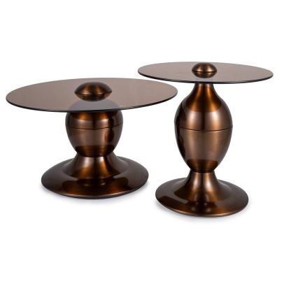 Set konferenčných stolíkov CASSIE, medený lesk/sklo 2