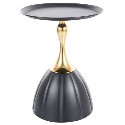 Konferenčný stolík okrúhly PIANA, čierna+zlatá/čierna