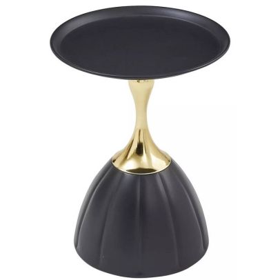 Konferenčný stolík okrúhly PIANA, čierna+zlatá/čierna 2