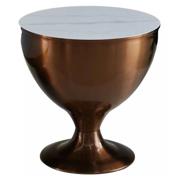 Set konferenčných stolíkov SALSA, medený lesk/biely efekt mramoru