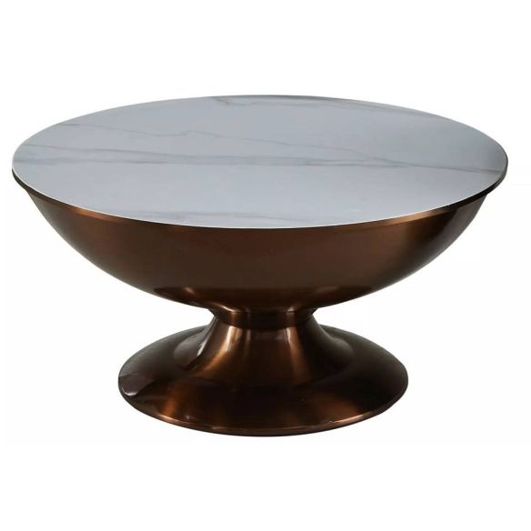 Set konferenčných stolíkov SALSA, medený lesk/biely efekt mramoru