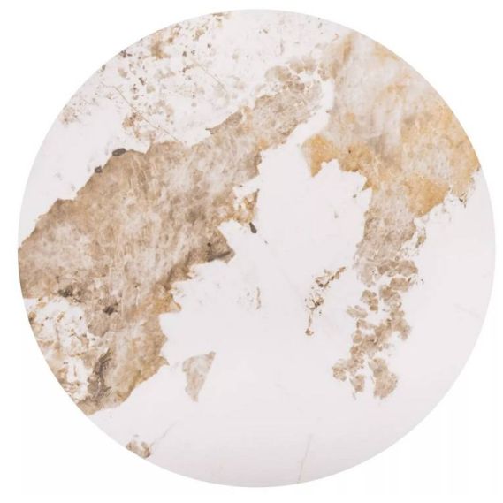 Konferenčný stolík okrúhly SALO A, biela/biely lesk efekt mramor