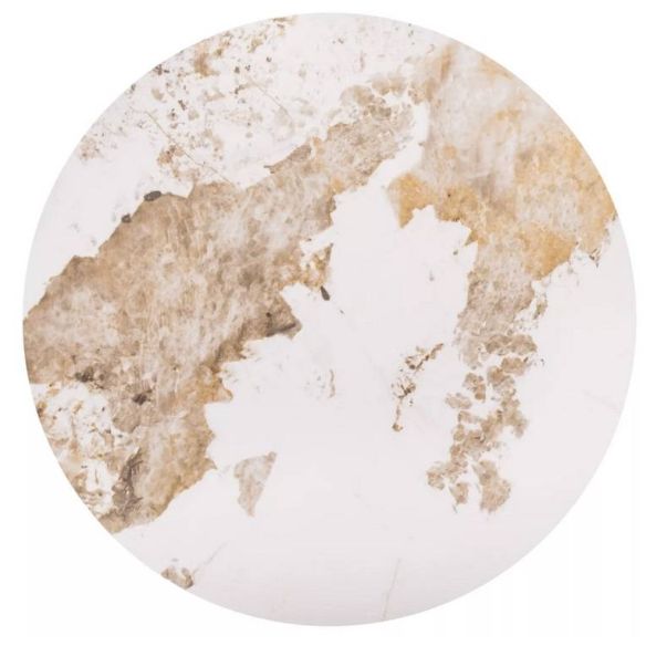 Konferenčný stolík okrúhly SALO A, biela/biely lesk efekt mramor