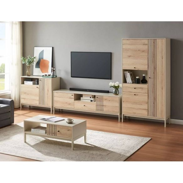 Konferenčný stolík FROST L1, off white/dub alpský