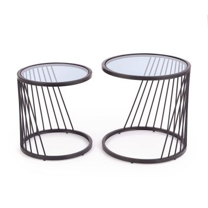 Set konferenčných stolíkov ANTILLA, čierna/dymové sklo