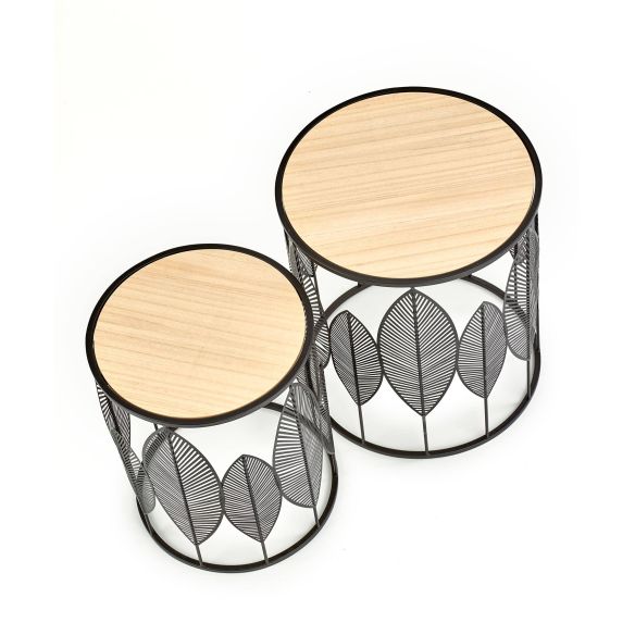 Set konferenčných stolíkov FOLLA, čierna/natural