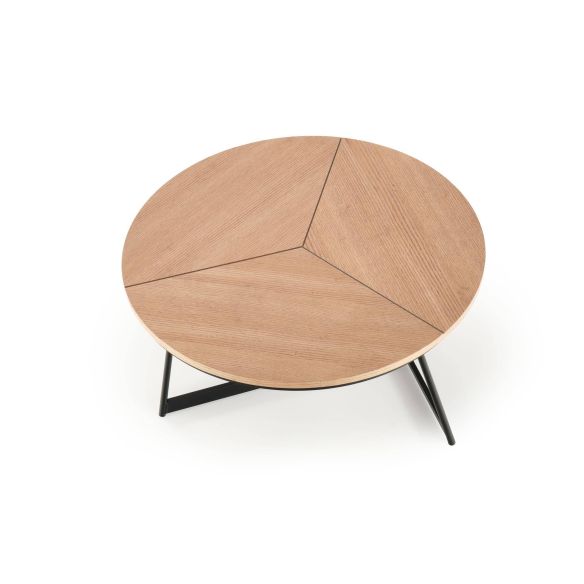 Konferenčný stolík okrúhly KARIDA, čierna/dub natural