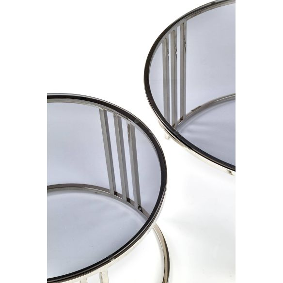 Set konferenčných stolíkov MERCURY, strieborná/dymové sklo