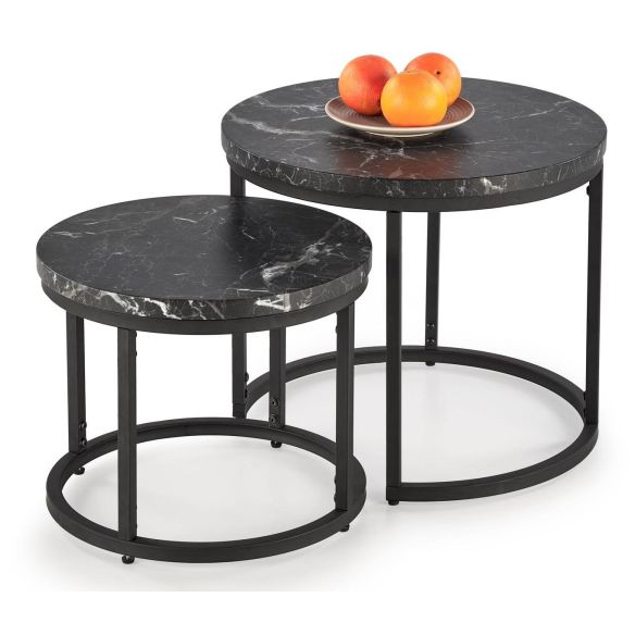 Set konferenčných stolíkov OREO, čierna/čierny mramor