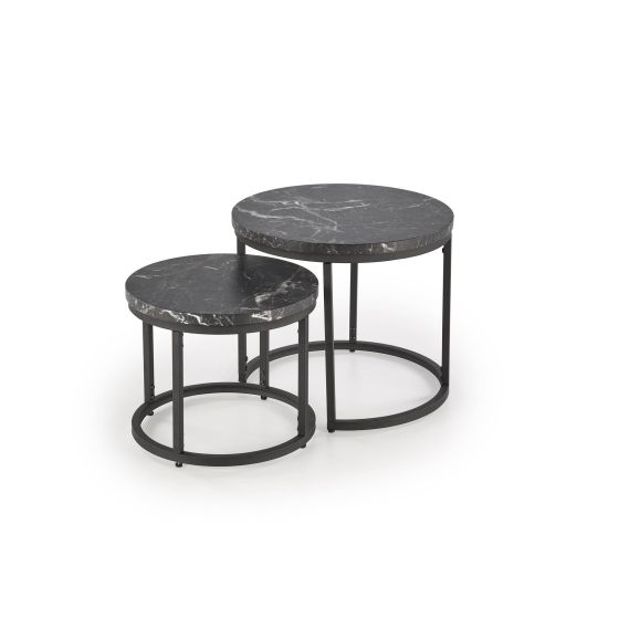 Set konferenčných stolíkov OREO, čierna/čierny mramor