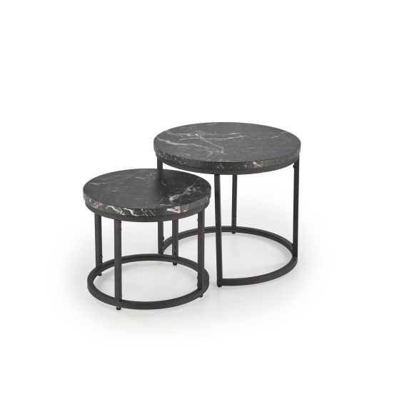 Set konferenčných stolíkov OREO, čierna/čierny mramor