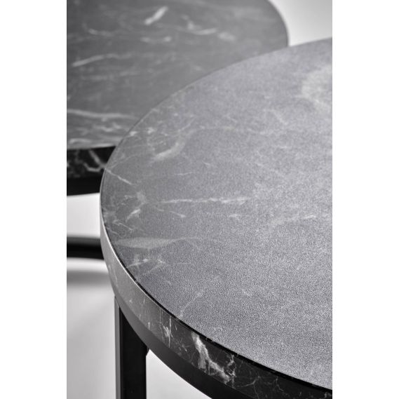 Set konferenčných stolíkov OREO, čierna/čierny mramor