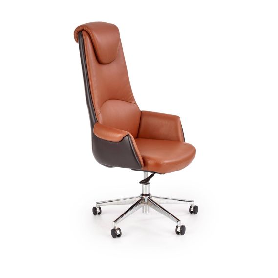 Kancelárska stolička CALVANO, chróm/tmavohnedá/svetlohnedá