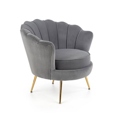 Kreslo do obývačky AMORINITO, zlatá/sivá velvet 2