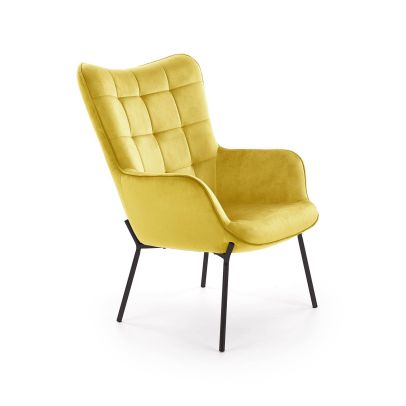 Kreslo ušiak CASTEL, čierna/horčicová