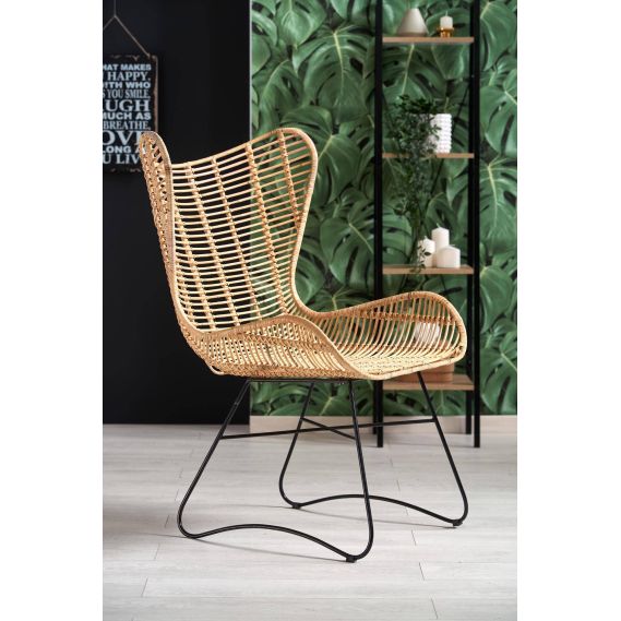 Kreslo do obývačky INDIANA, čierna/rattan