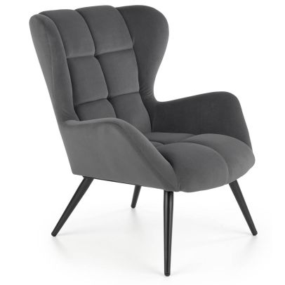 Kreslo ušiak TYRION, čierna/tmavosivá bluvel 14