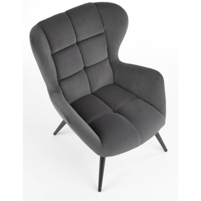 Kreslo ušiak TYRION, čierna/tmavosivá bluvel 14 2