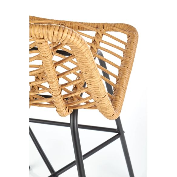 Záhradná barová stolička H-97, čierna/rattan