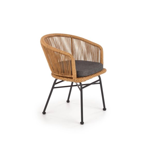 Záhradné kreslo K-400, čierna/sivá/rattan