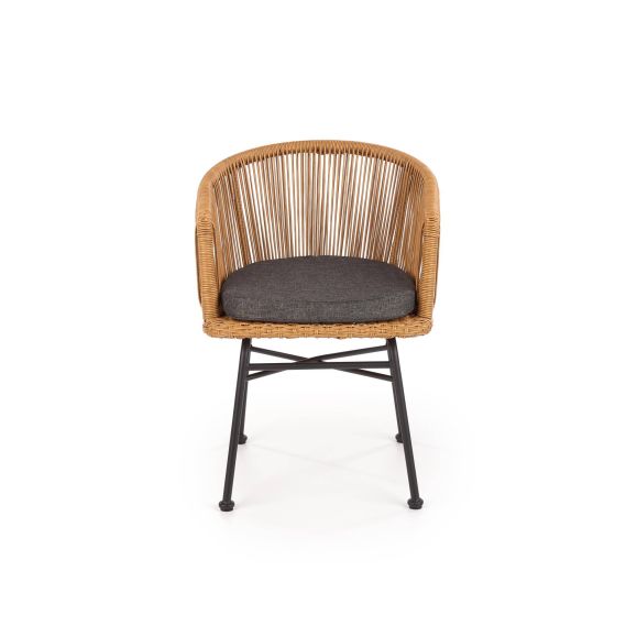 Záhradné kreslo K-400, čierna/sivá/rattan
