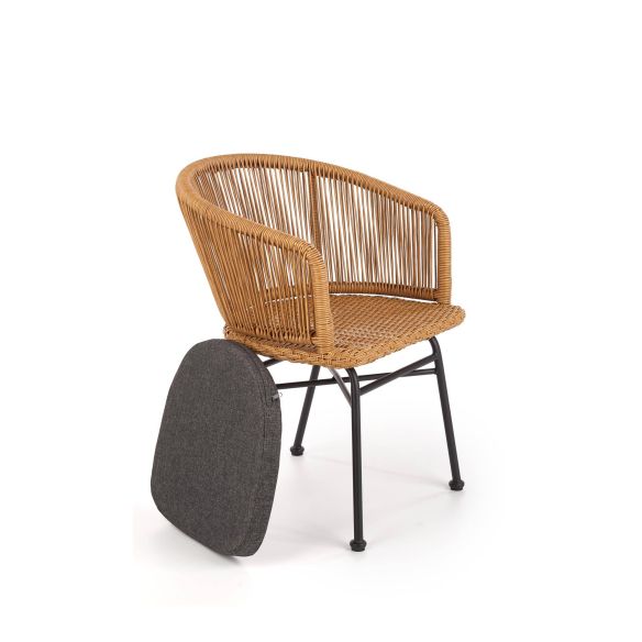 Záhradné kreslo K-400, čierna/sivá/rattan