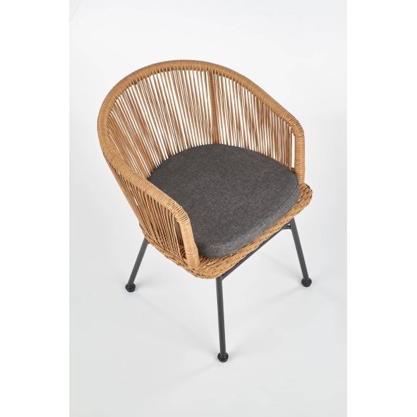 Záhradné kreslo K-400, čierna/sivá/rattan