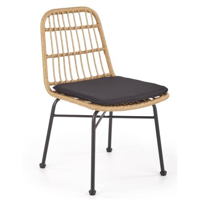 Záhradné kreslo K-401, čierna/rattan