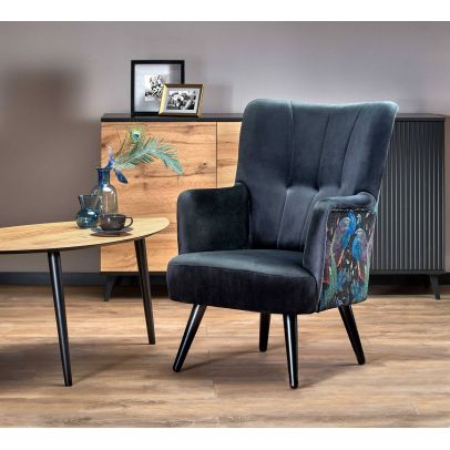 Kreslo ušiak PAGONI, čierna/sivá bluvel 19 2