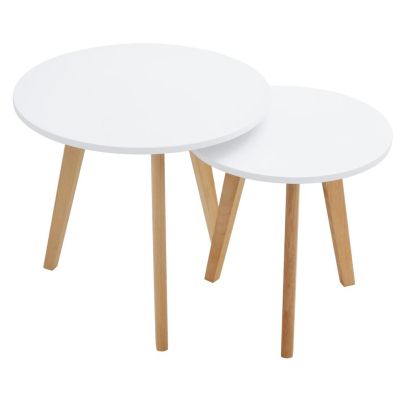 Sada 2 konferenčných stolíkov, biela/buk, MALTO 2 NEW 2