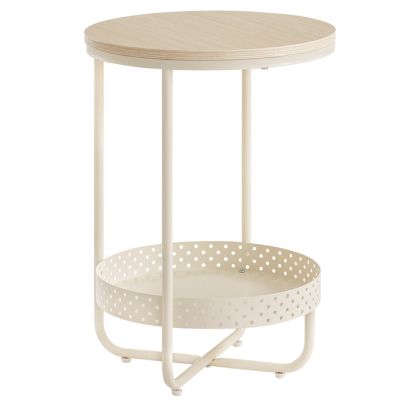 Odkladací stolík 40x40cm, mdf, bielený dub, AKF-E1015 CRM