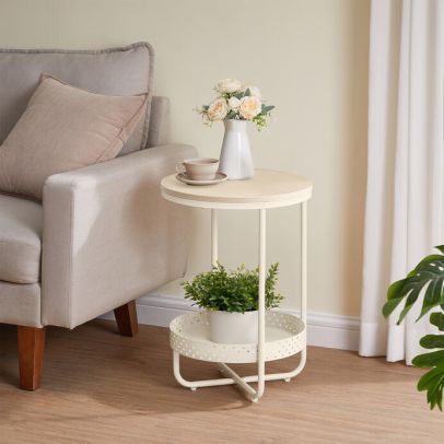 Odkladací stolík 40x40cm, mdf, bielený dub, AKF-E1015 CRM 2