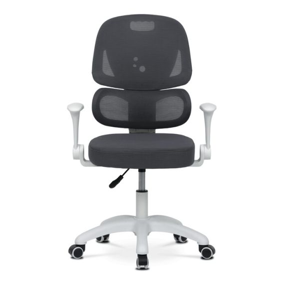 Detská stolička, výškovo nastaviteľná, šedá sieťovina, KA-K1063 GREY