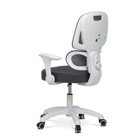 Detská stolička, výškovo nastaviteľná, šedá sieťovina, KA-K1063 GREY