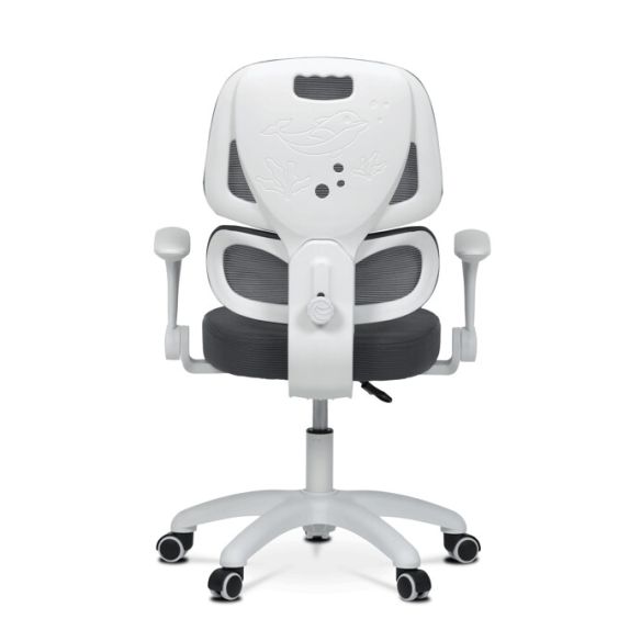 Detská stolička, výškovo nastaviteľná, šedá sieťovina, KA-K1063 GREY