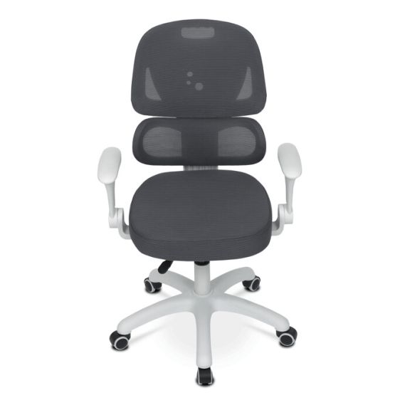 Detská stolička, výškovo nastaviteľná, šedá sieťovina, KA-K1063 GREY