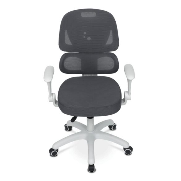 Detská stolička, výškovo nastaviteľná, šedá sieťovina, KA-K1063 GREY