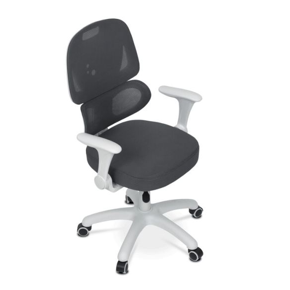 Detská stolička, výškovo nastaviteľná, šedá sieťovina, KA-K1063 GREY