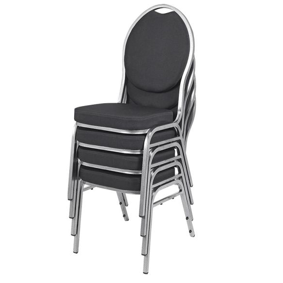 Banketová stolička HERMAN DELUXE, 520 čierna-strieborná/čierny velúr