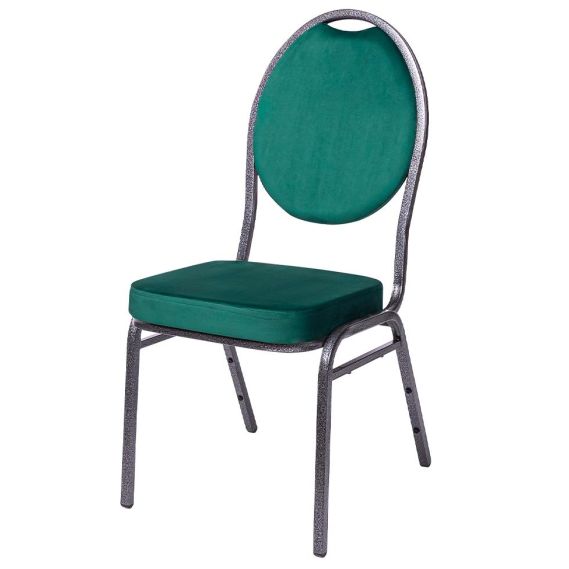 Banketová stolička HERMAN DELUXE, 540 čierna-strieborná/zelený velúr