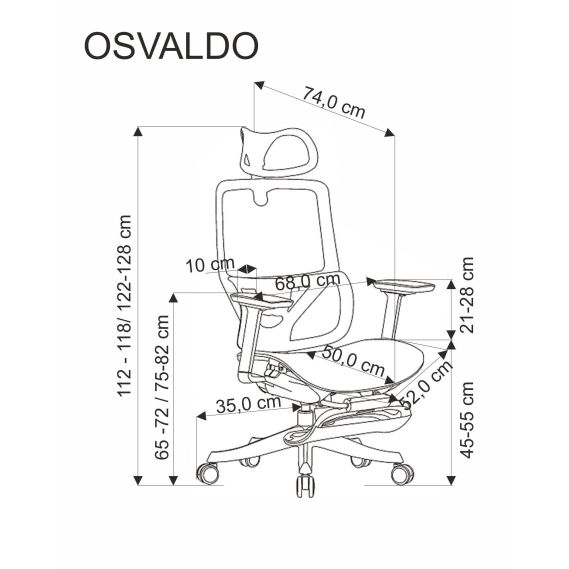 Ergonomická stolička OSVALDO, čierna