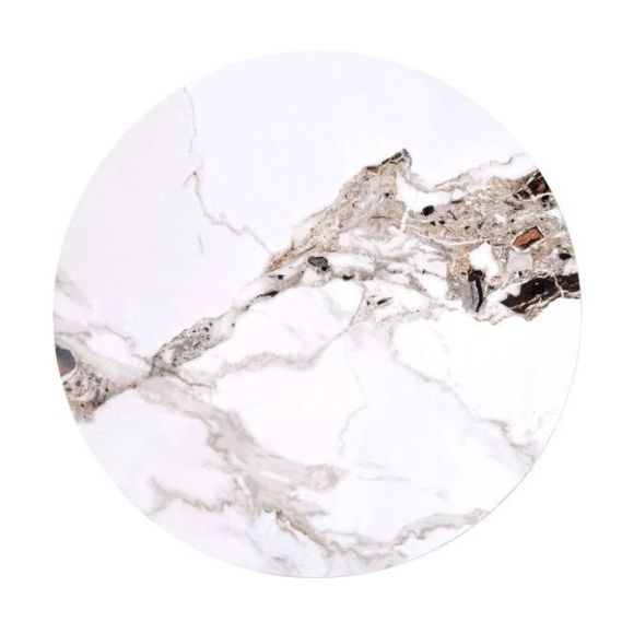 Konferenčný stolík okrúhly CARINA, orech/béžový mramor