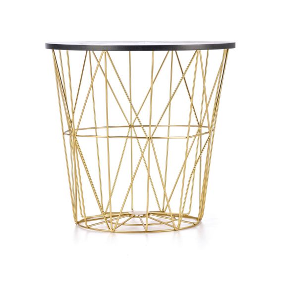 Konferenčný stolík okrúhly HARISSA G, zlaté/čierny mramor