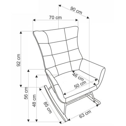 Hojdacie kreslo ušiak BAZALTO, čierne 2