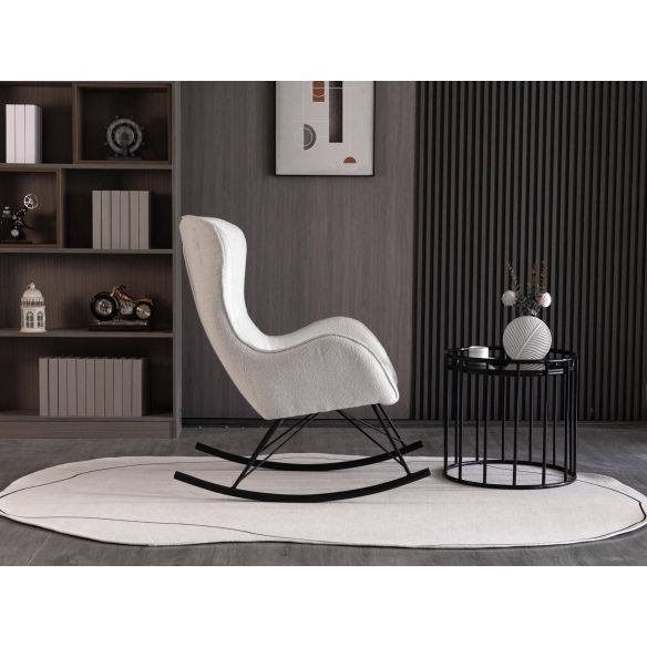 Hojdacie kreslo ušiak LIBERTO 3, čierna/biela