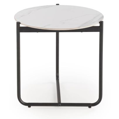 Konferenčný stolík okrúhly ACUNA S, čierna/biely mramor