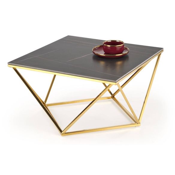 Luxusný konferenčný stolík FELICIA, zlatá/čierny mramor