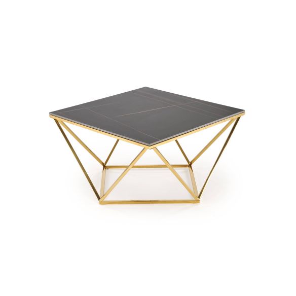 Luxusný konferenčný stolík FELICIA, zlatá/čierny mramor